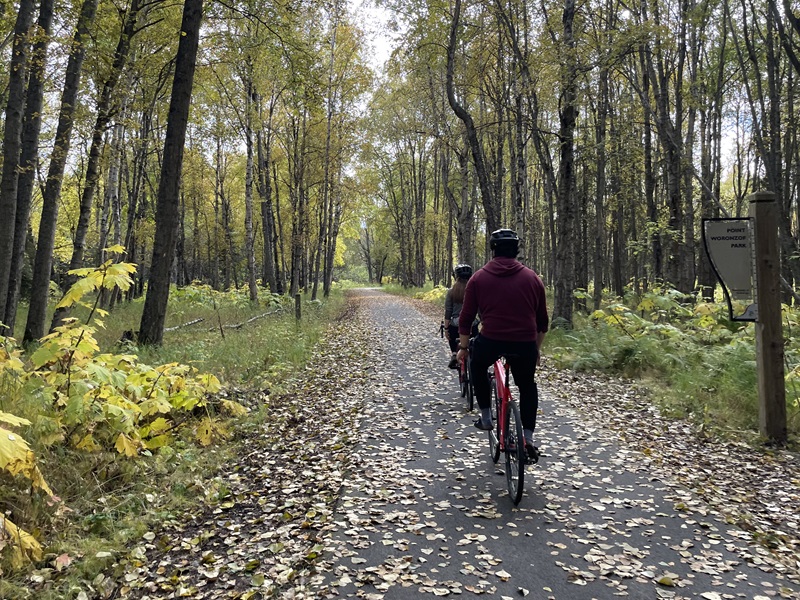 Bike riding on trail